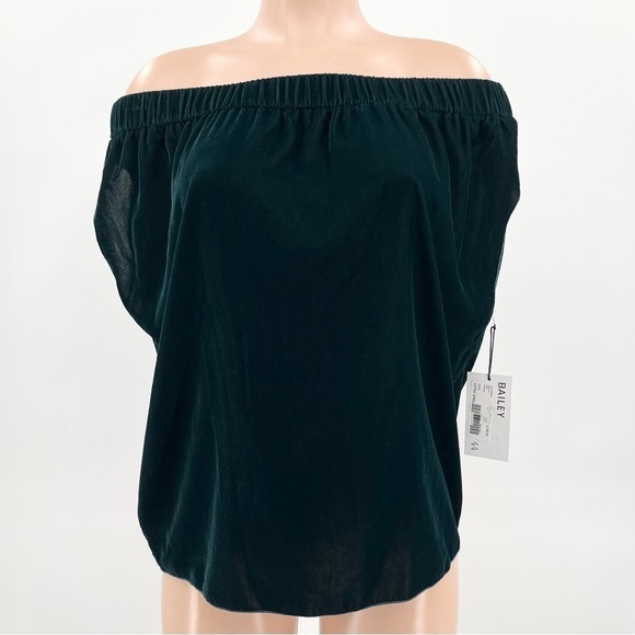 NWT Bailey 44 Pine Green Velvet Off-Shoulder Ritual Top XS - Picture 1 of 8